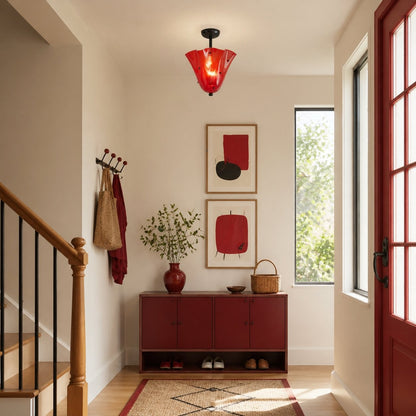 Catalina Contemporary Colored Glass Petal Fazzo Ceiling Light