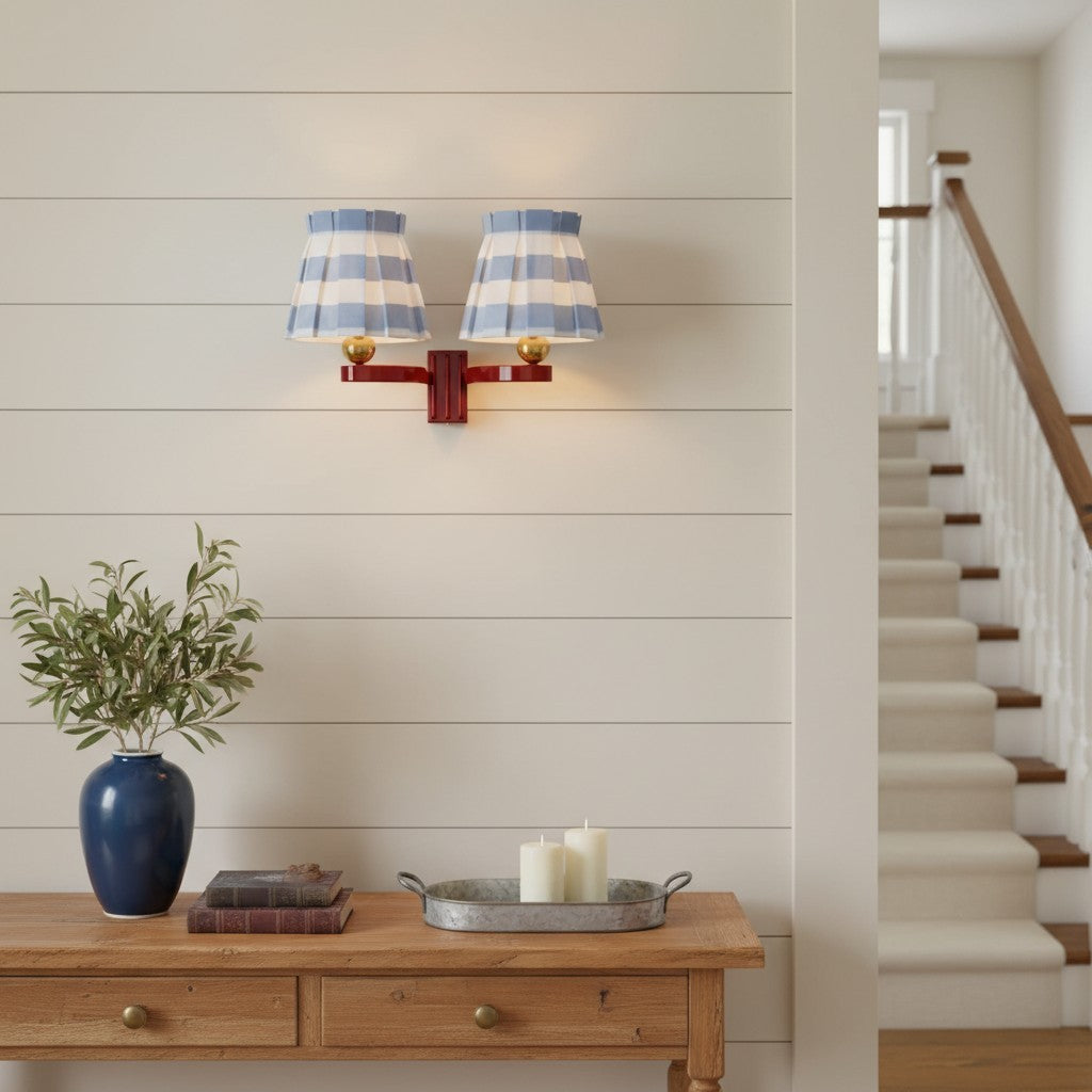 Elarion Vintage Fabric wisteria Twin Wall sconce