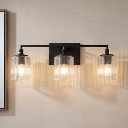 Cerys Modern 3-Light Ribbed Glass Cylinder Sconce