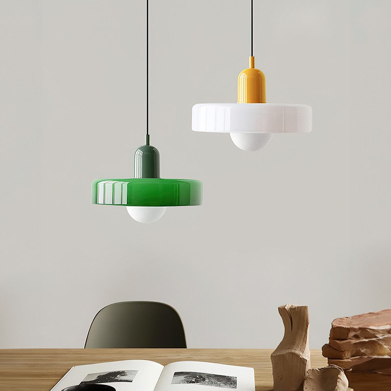 Xanadu Bauhaus Stained Glass Disc Pendant Light