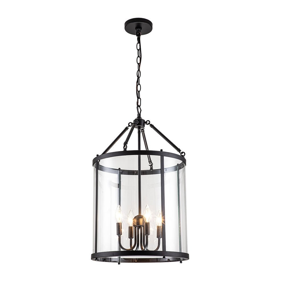 Merrick Metal Lantern Round Glass Chandelier