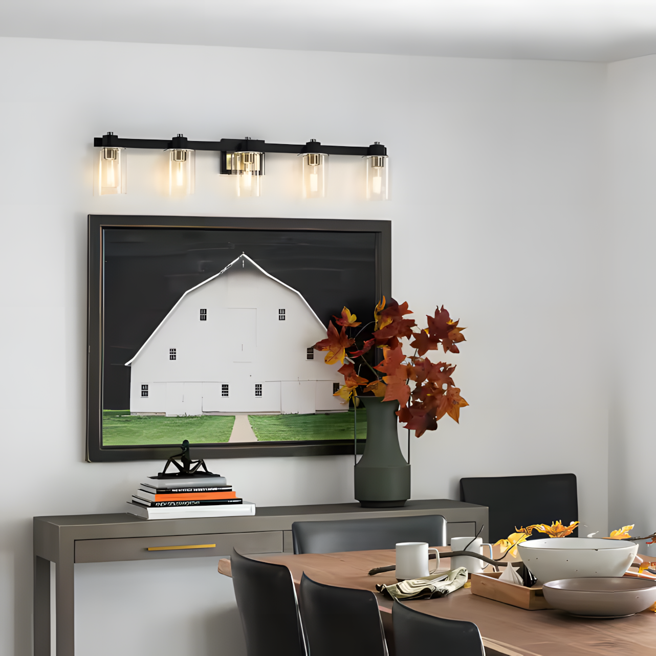 Dyril Modern Matte Black Cylinder Glass Sconce