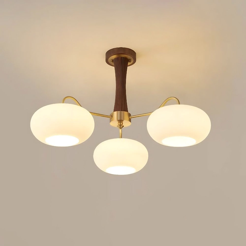 Obsidian Modern Bubble Brass Glass Persimmon Chandelier