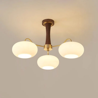 Obsidian Modern Bubble Brass Glass Persimmon Chandelier