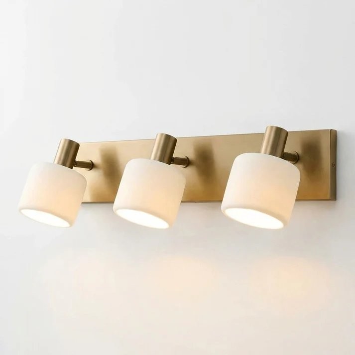 Aura Modern Brass Cylinder Porcelain Wall Sconce