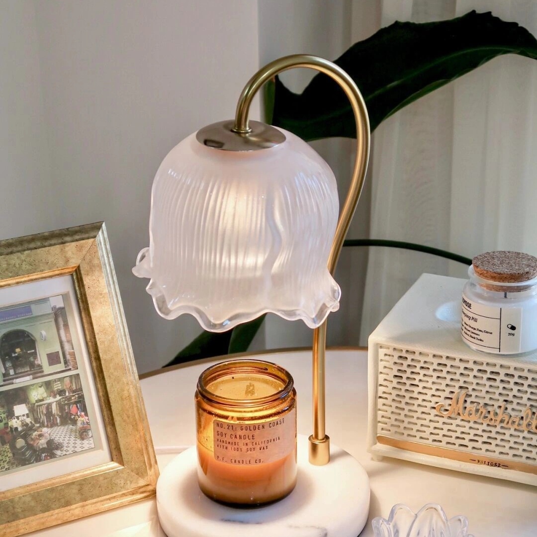 Keya Flower Dimmable Melted Wax Marble Glass Table Lamp