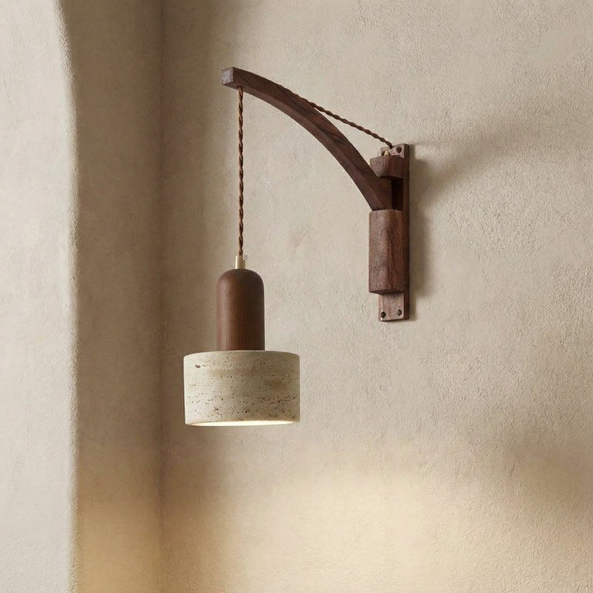Josiah Modern Solid Wood Travertine Wall Lamp