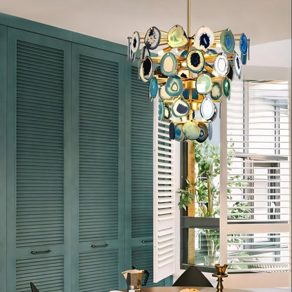 Gideon Slice Agate Tower Chandelier