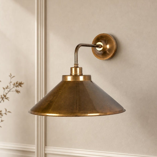 Galilea  Industrial Antique Brass Conical Wall Light