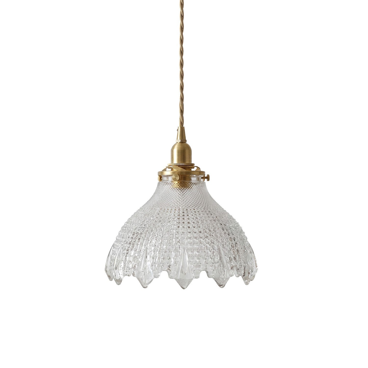Gyran Retro Brass Lace Glass Pendant Light