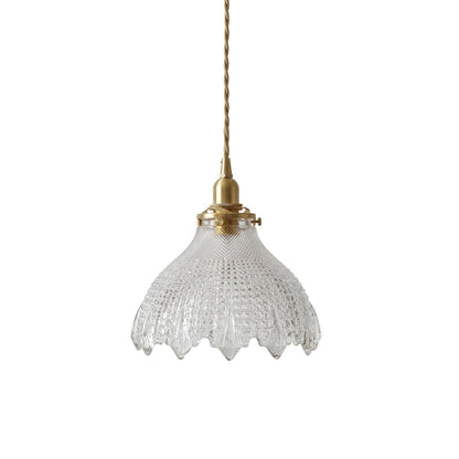 Gyran Retro Brass Lace Glass Pendant Light