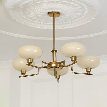 Shadella Modern Cream Glass Bauhaus Chandelier
