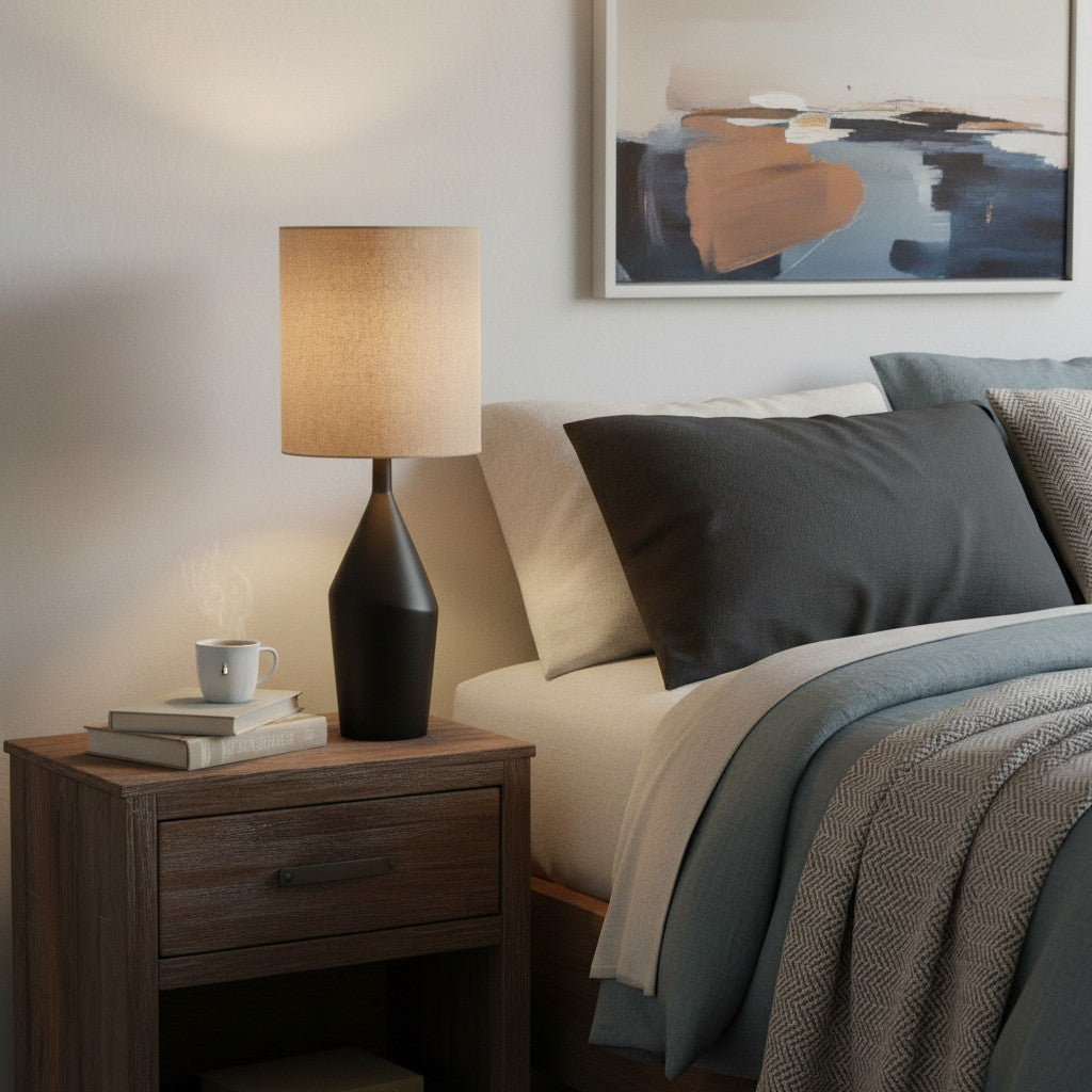 Daphne Vintage Ceramic Linen Shade Table Lamp