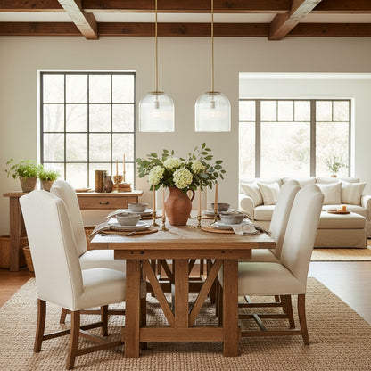 Alain Farmhouse Cooper Ribbed Glass Pendant Light For Dining Room & Kitchen