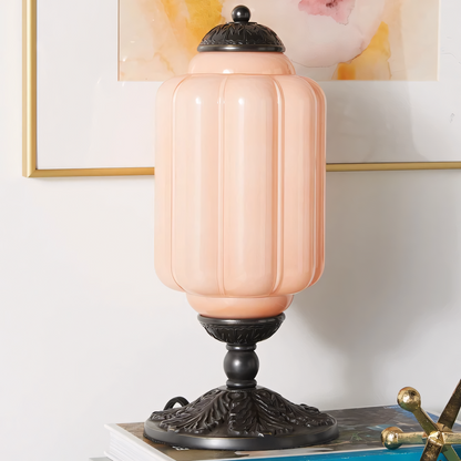 Nexos French Retro Cream Glass Textured Eloise Table Lamp