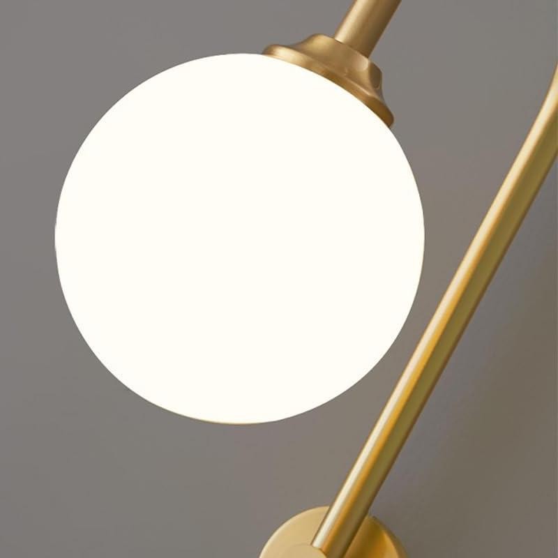 Qorven Minimalist Long Pole Globe Brass Plug In Wall Sconce