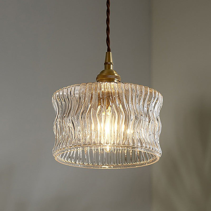 Roslyn Retro Stained Ribbed Glass Pendant Light