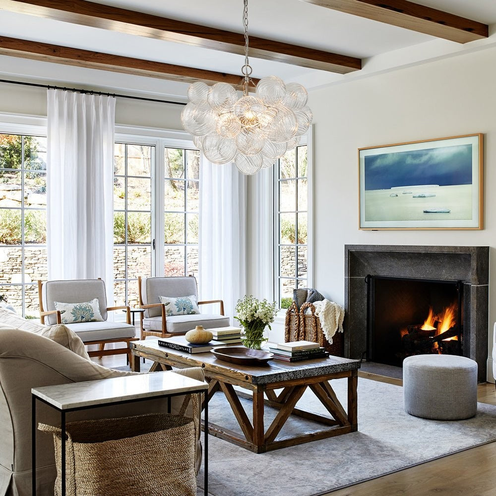 Quintessa Luxury Ribbed Glass Globe Cluster Bubble Chandelier