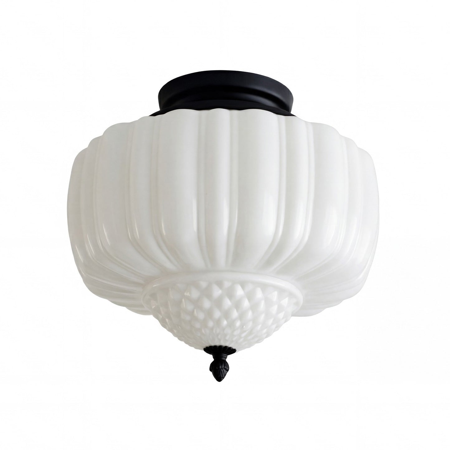 Elyndor White Milk Glass Pumpkin Flush Mount Schoolhouse Light
