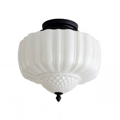 Elyndor White Milk Glass Pumpkin Flush Mount Schoolhouse Light