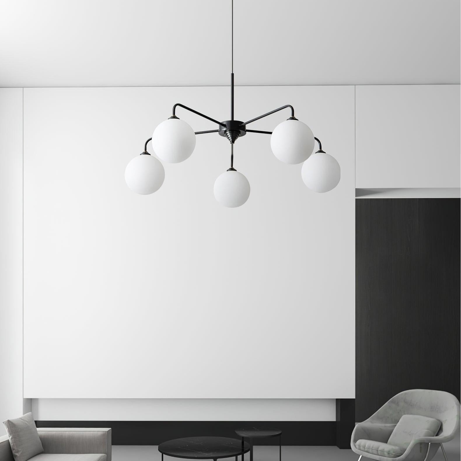Maytoni Modern 5 Lights White Glass Globe Chandelier