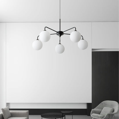 Maytoni Modern 5 Lights White Glass Globe Chandelier