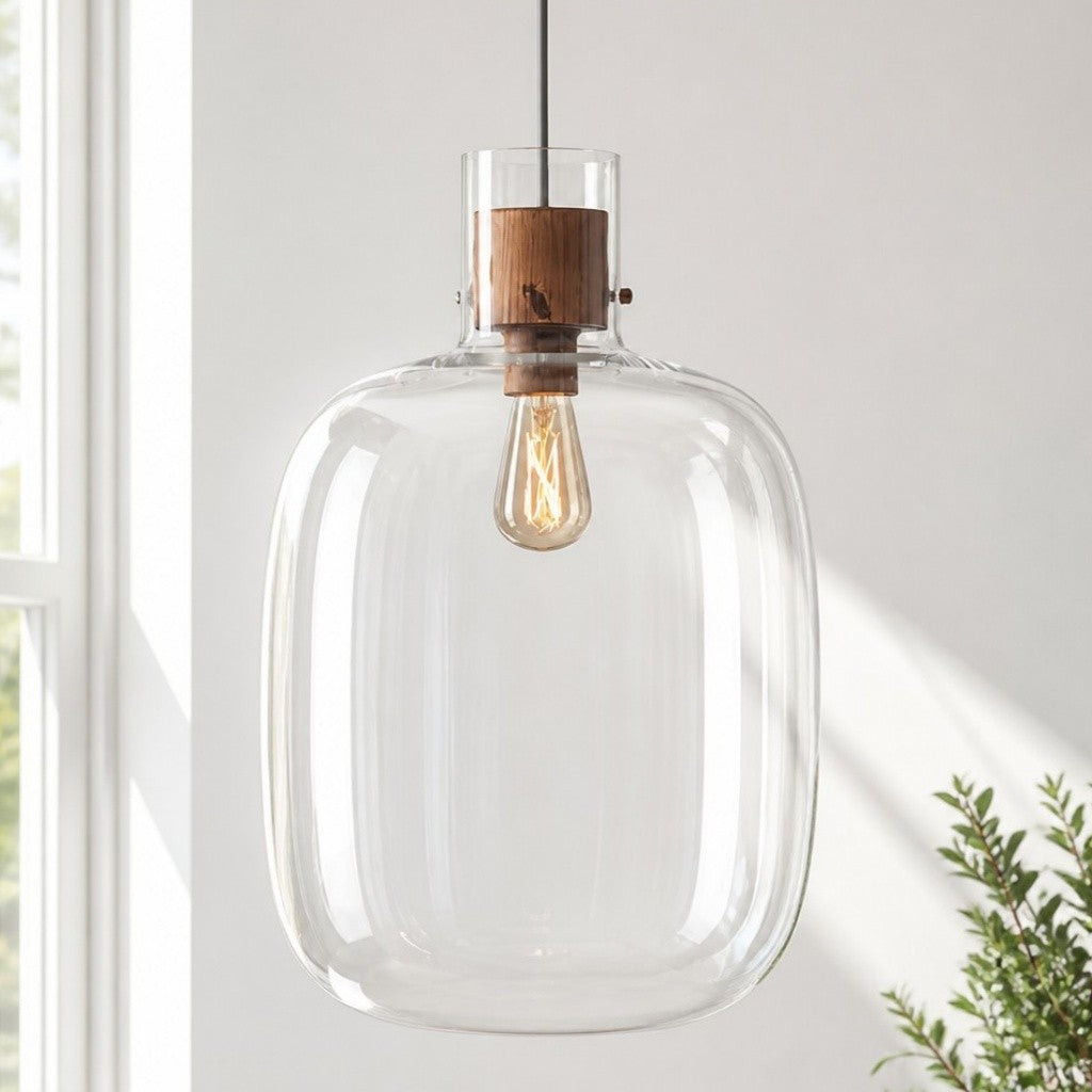 Dravon Minimalist Amber Glass Bottle Pendant Light