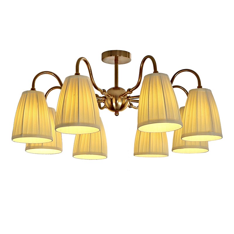 Cadmus Gold Textile Lamp Shade Semi Flush Mount Lighting