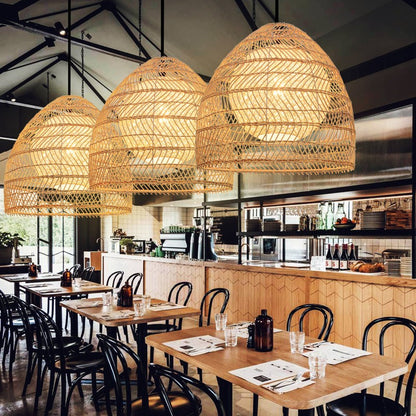Clioan Bohemian Woven Rattan Pendant Light