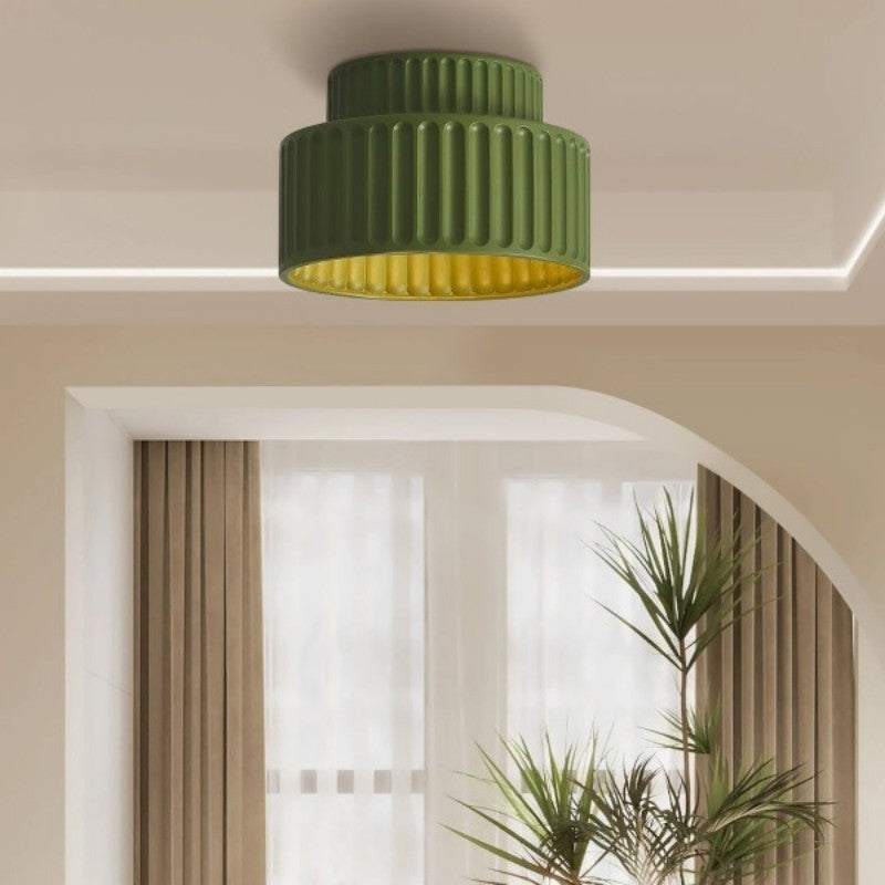 Nicola Vintage Resin Cream Breeze Drum Semi-Flush Mount Ceiling Light