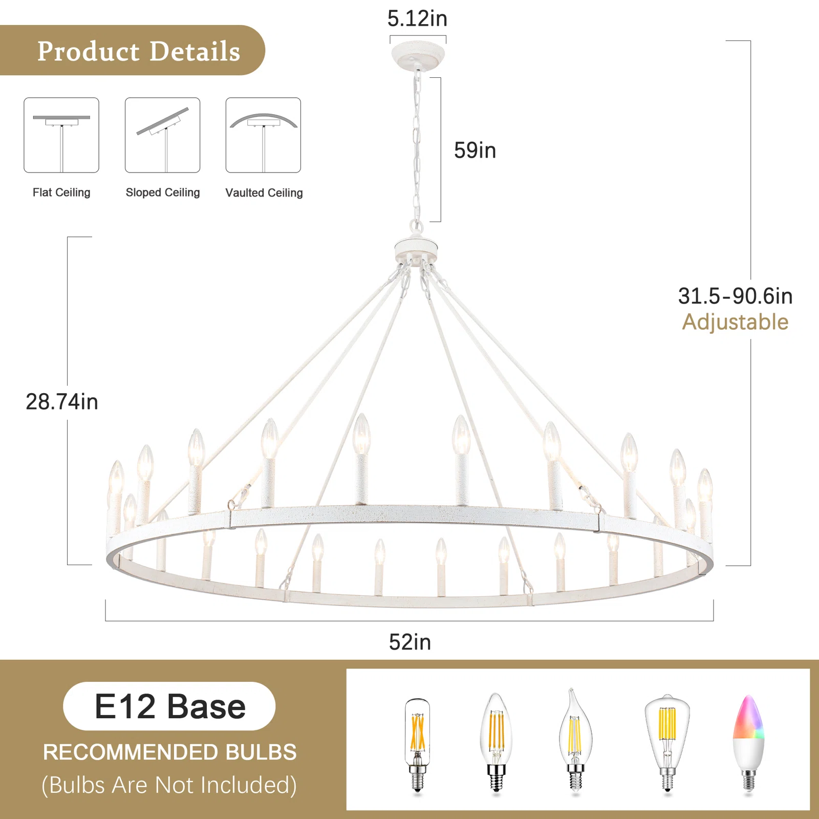 Raeth Farmhouse 24 Lights Wagon Wheel Candle Style Chandelier