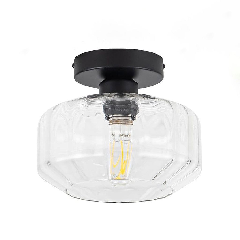 Ozma Stylish Wavy Glass Lantern Flush Mount Ceiling Light