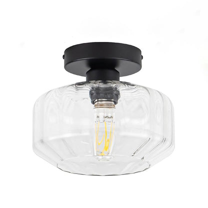 Ozma Stylish Wavy Glass Lantern Flush Mount Ceiling Light