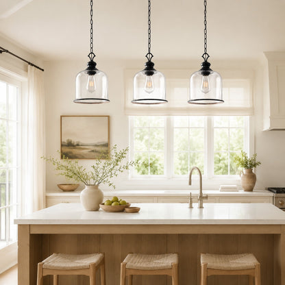 Sander Farmhouse Vintage Bell Clear Glass Pendant Light