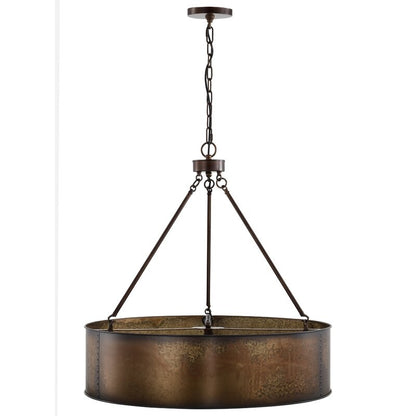 Ezra Vintage Bronze Industrial Pendant Light with Drum Shade