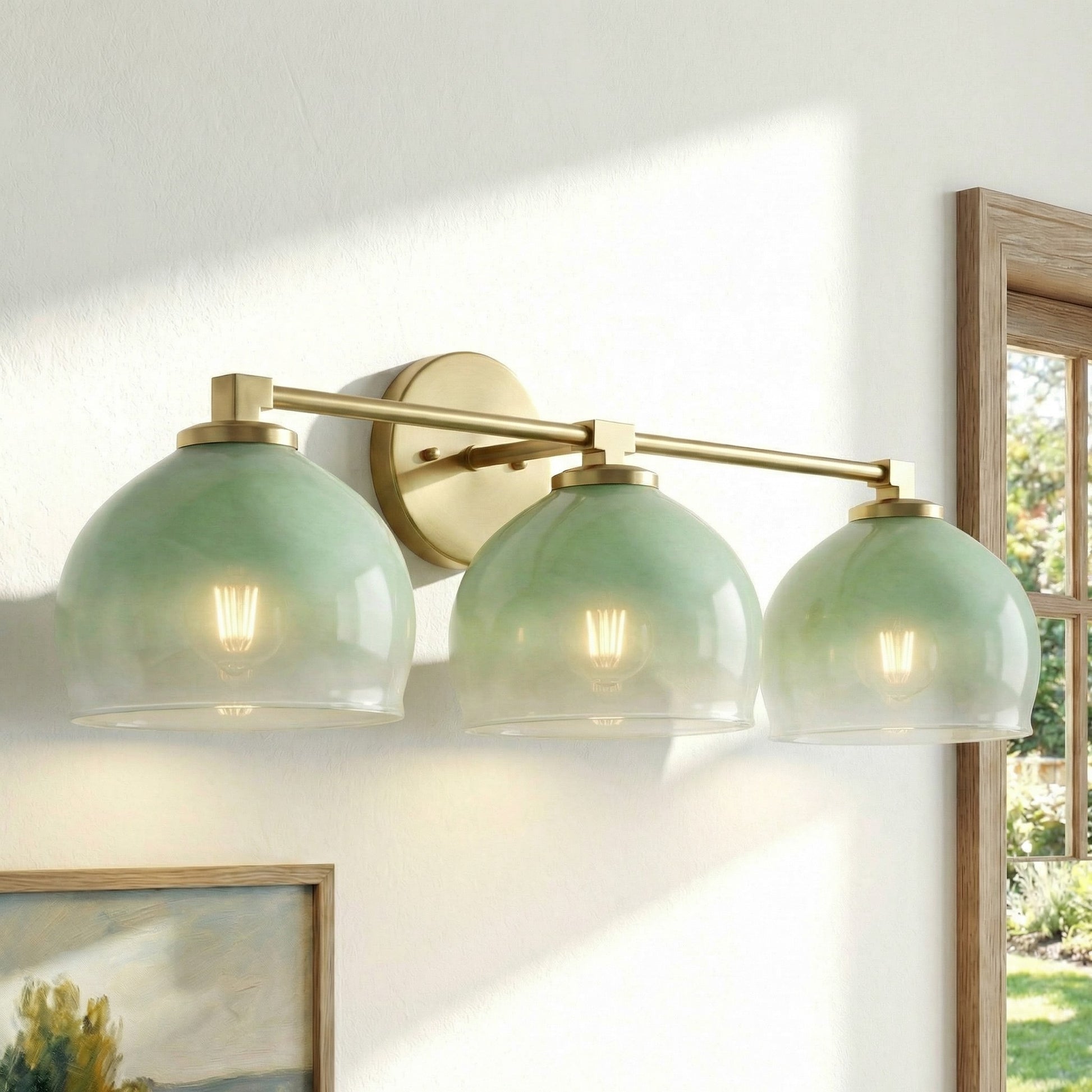 Conrad Vintage 3 Heads Bellflower Glass Wall Sconce