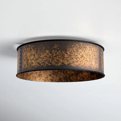 Blake Vintage Industrial Bronze Drum Flush Mount Ceiling