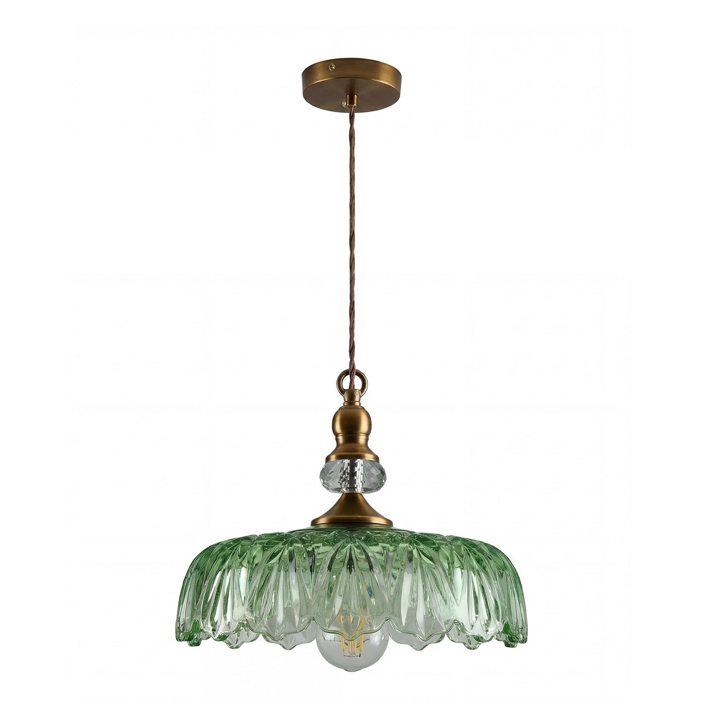 Jaime Antique Brass and Glass Flower Pendant Light