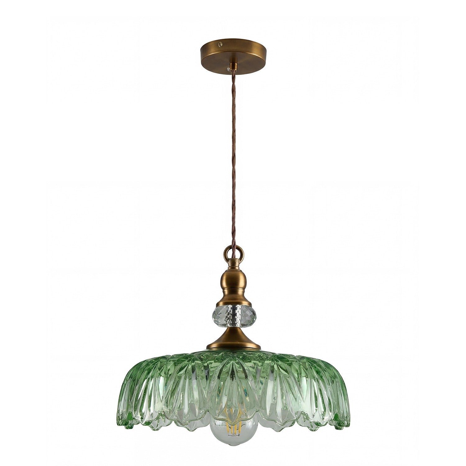 Jaime Antique Brass and Glass Flower Pendant Light