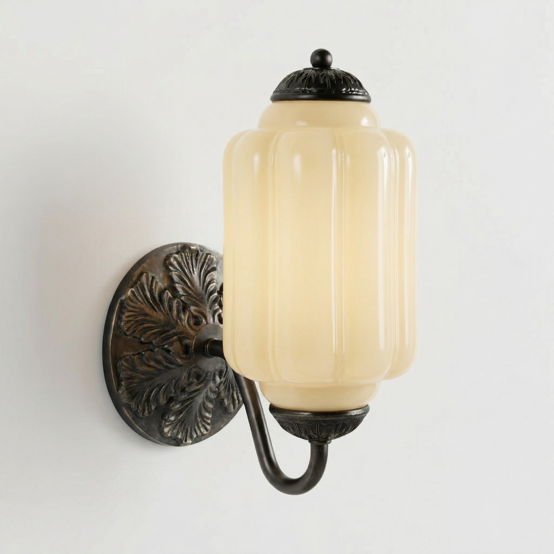 Cyrilith Vintage Milk Glass Oiled Brass Eloise Sconce
