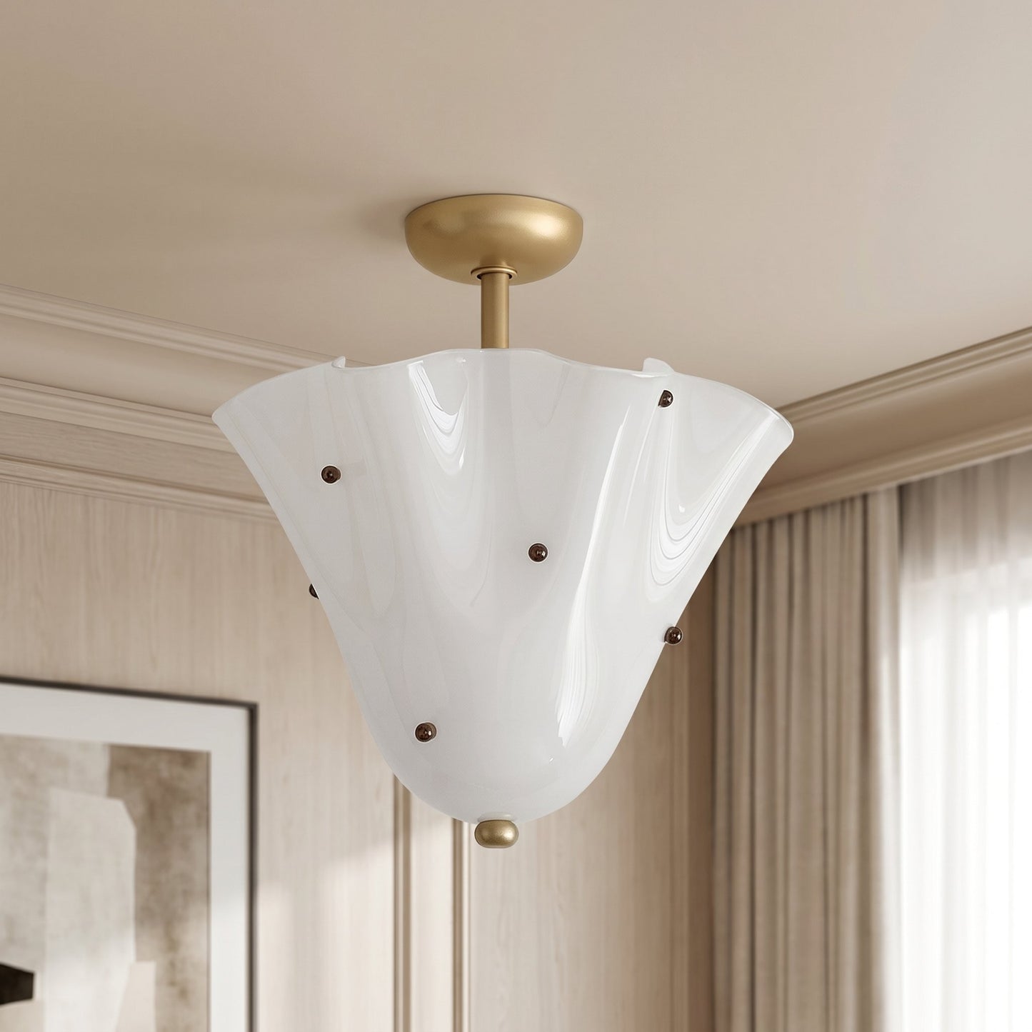 Catalina Contemporary Colored Glass Petal Fazzo Ceiling Light