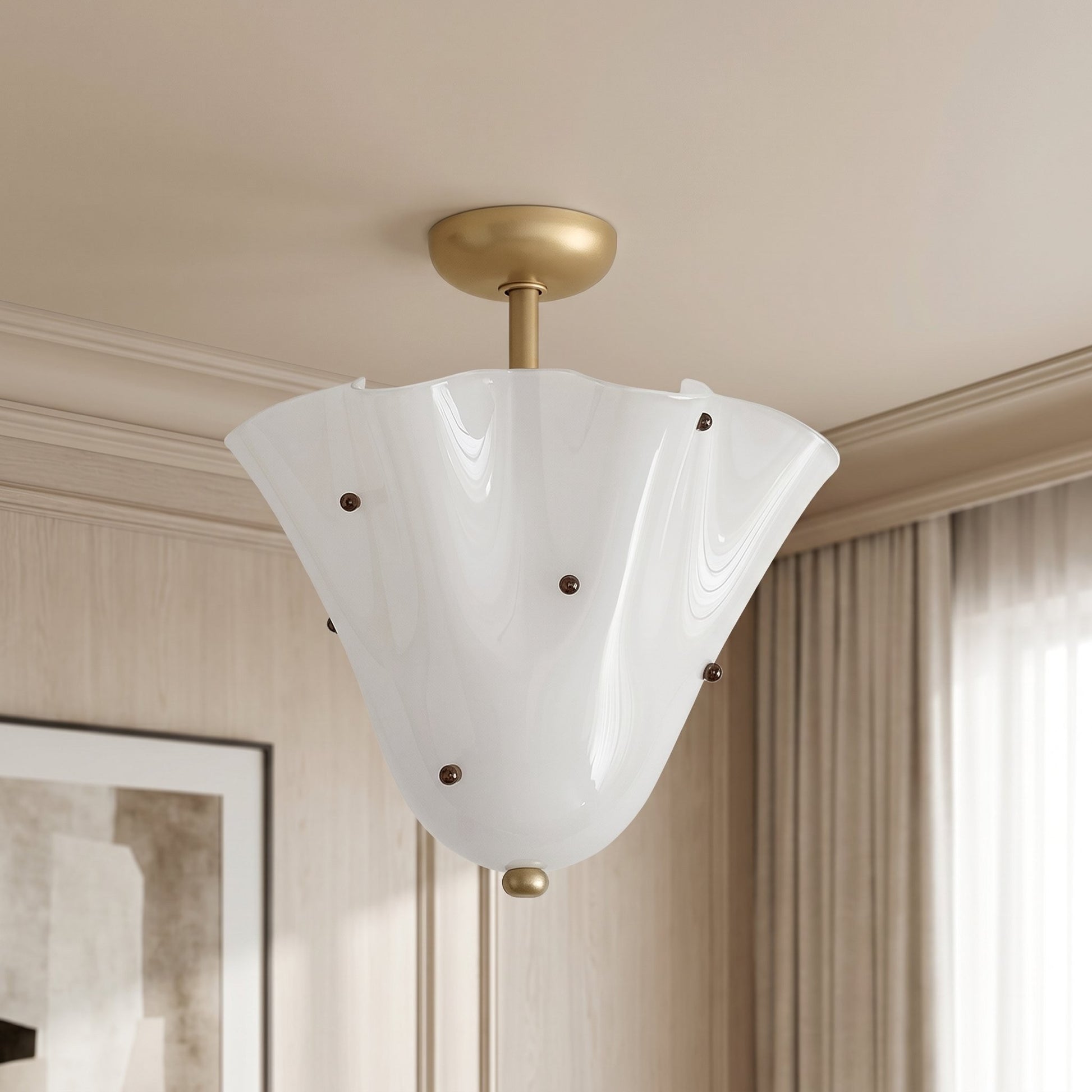 Catalina Contemporary Colored Glass Petal Fazzo Ceiling Light