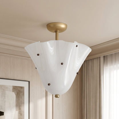 Catalina Contemporary Colored Glass Petal Fazzo Ceiling Light