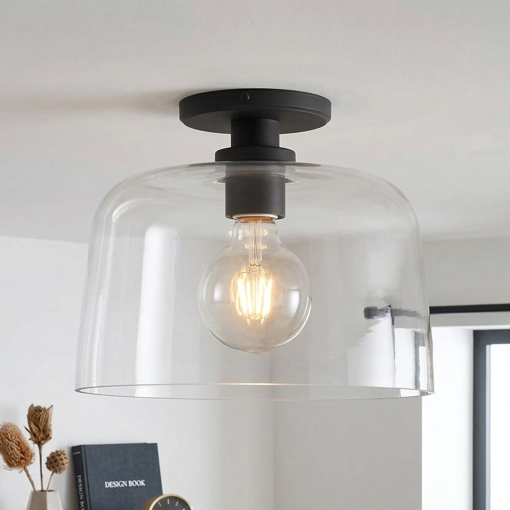 Hannahlee ‎Minimalist Glass Semi Flush Mount Ceiling Light