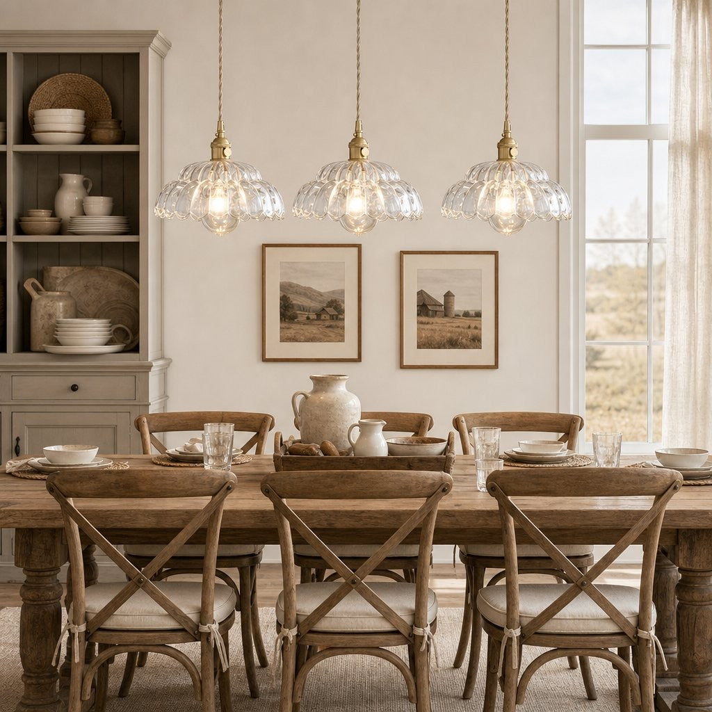 Worlanth Mid Century Clear Glass Flower Pendant Light