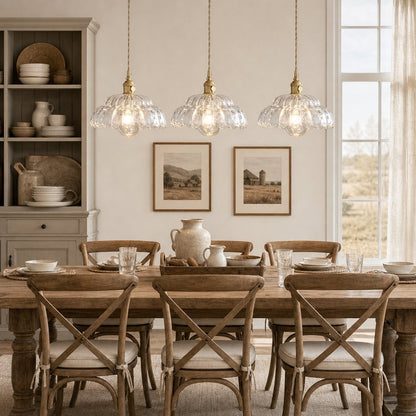 Worlanth Mid Century Clear Glass Flower Pendant Light