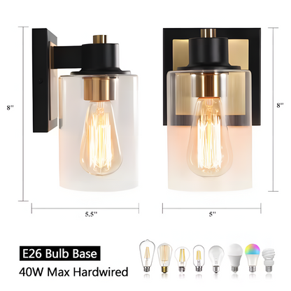 Dyril Modern Matte Black Cylinder Glass Sconce