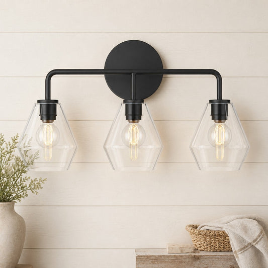 Astraelle Minimalist Glass 3 Heads Vanity Light
