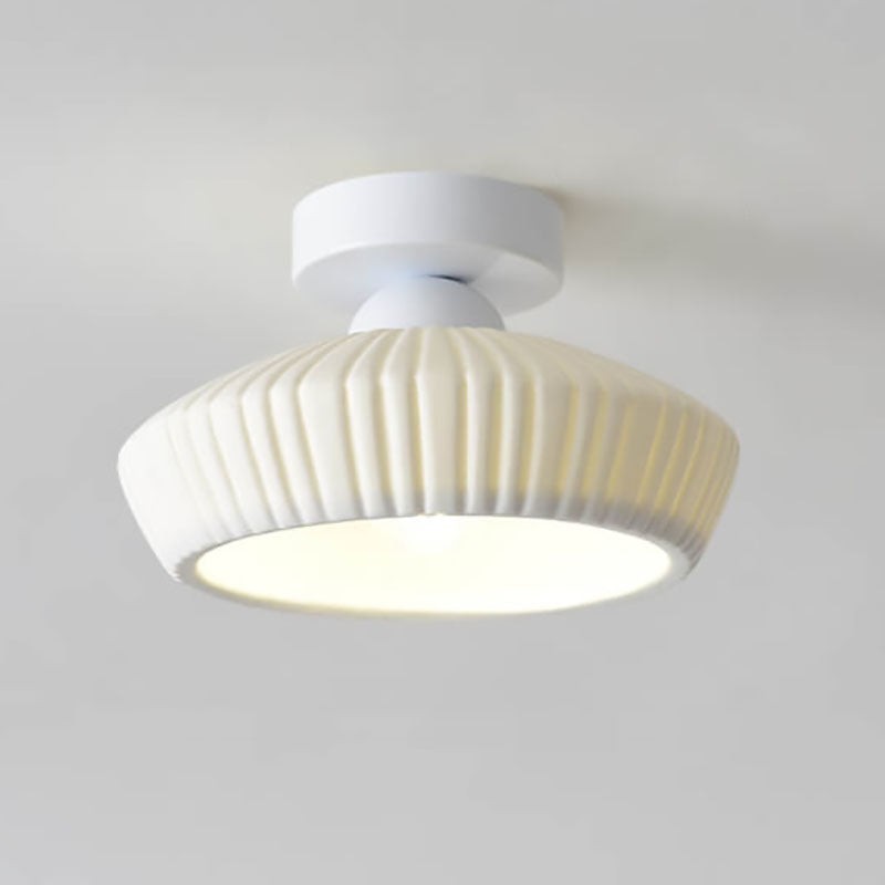 Rethen Light Luxury White Round Textured Ceramic Ceiling Light