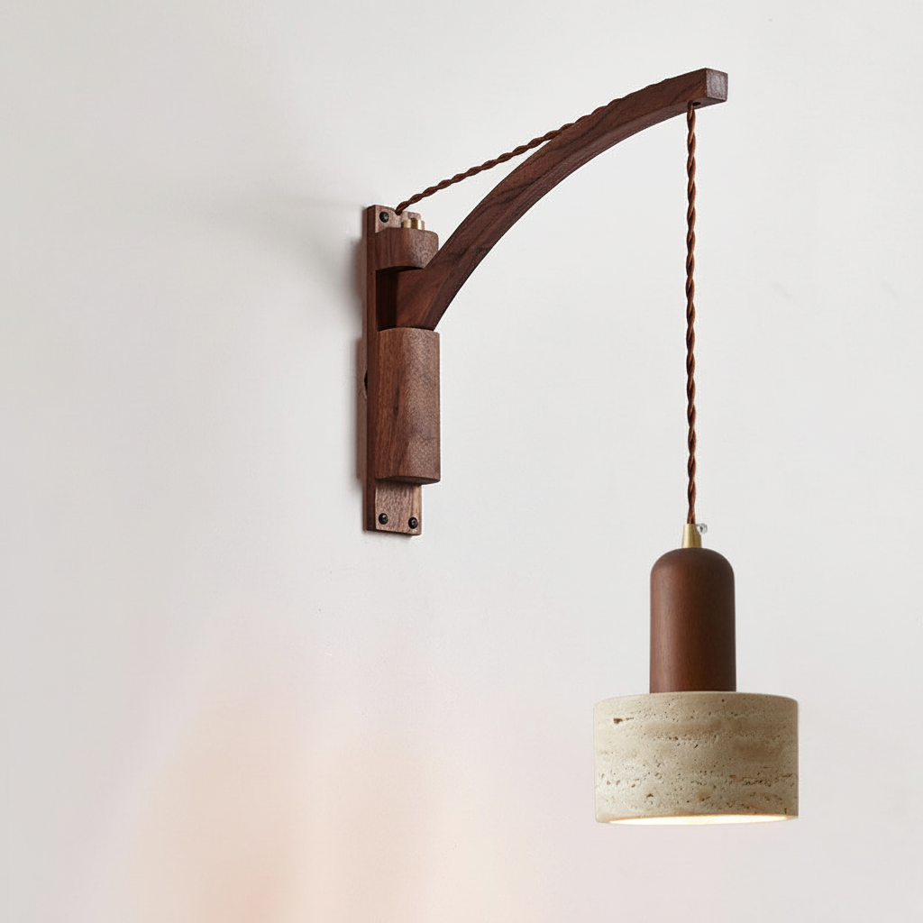 Josiah Modern Solid Wood Travertine Wall Lamp